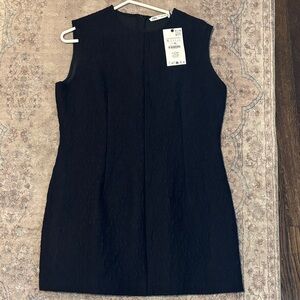 Zara Black Textured Mini Dress New with tags